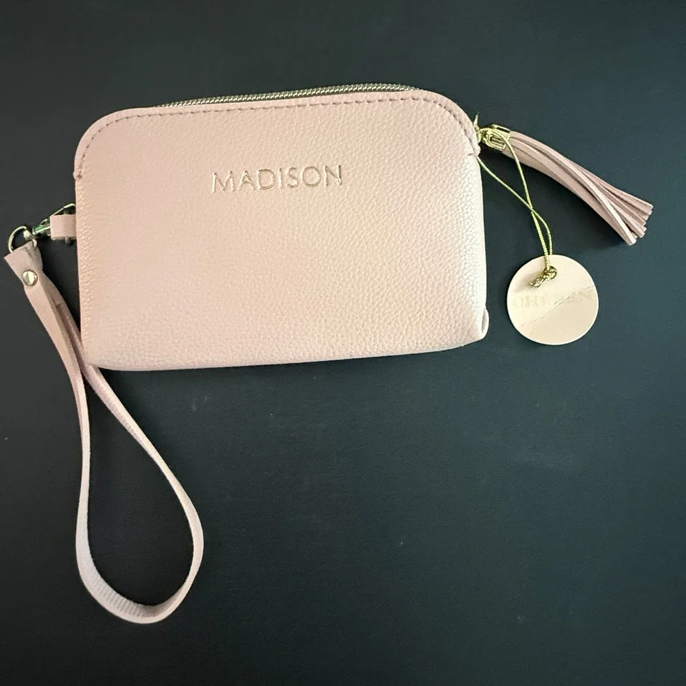Madison Pink Faux Leather Wristlet Pouch Tassel Zipper Wallet NWT - Picture 2 of 7